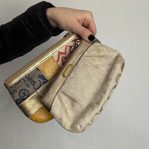 Coach Women's Gold and Brown Wallet-purses